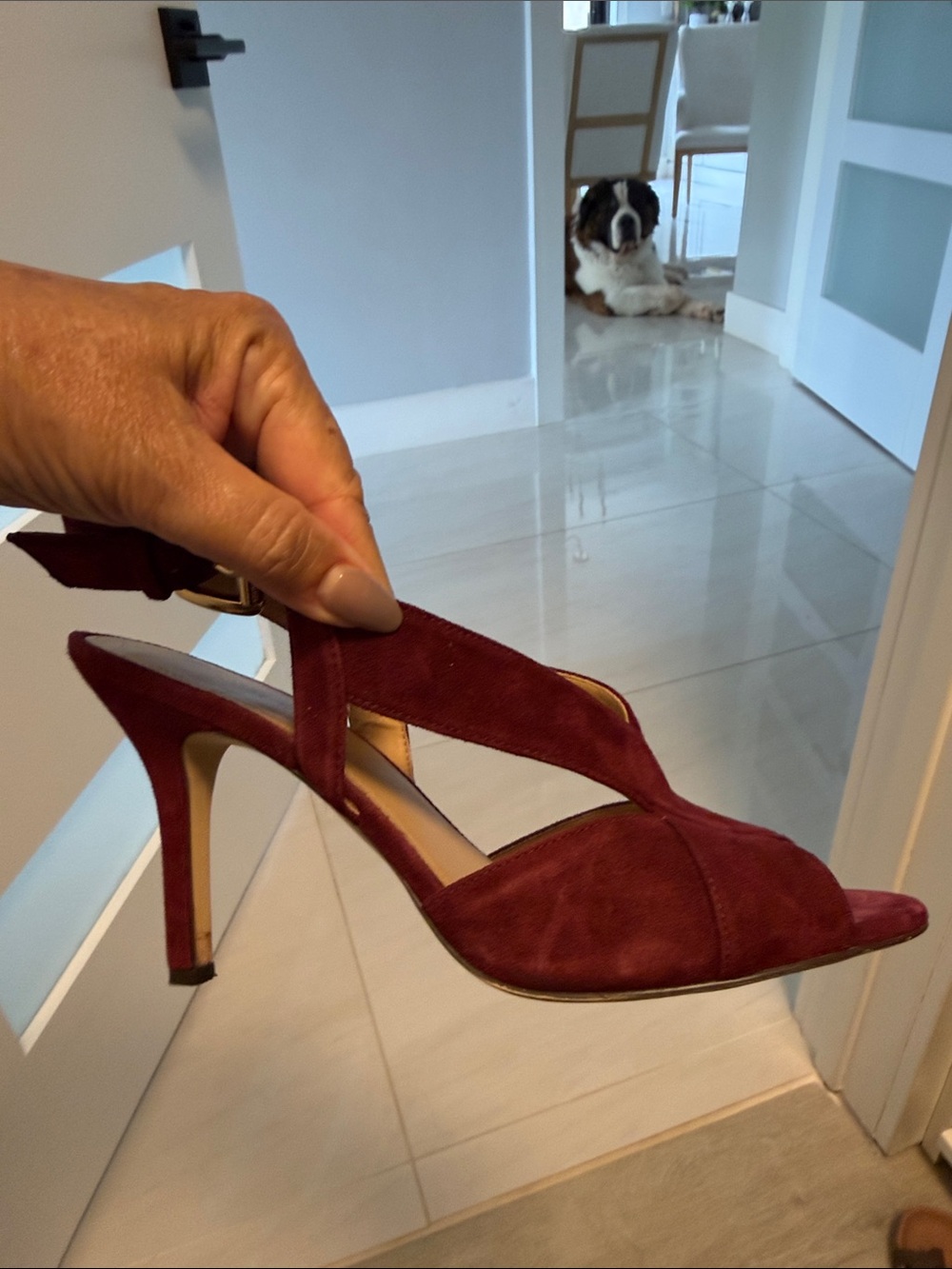 Michael Kors Burgundy Suede Slingback Heels